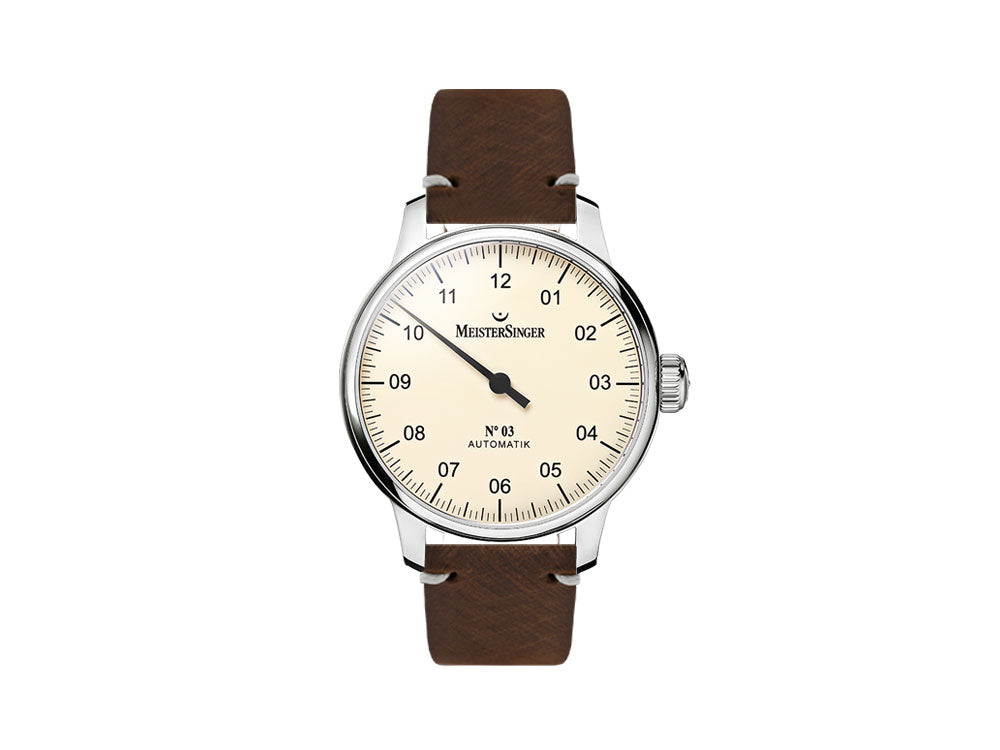 Reloj Automático Meistersinger N3, ETA 2824-2, 43 mm, Marfil, AM903-SVSL02