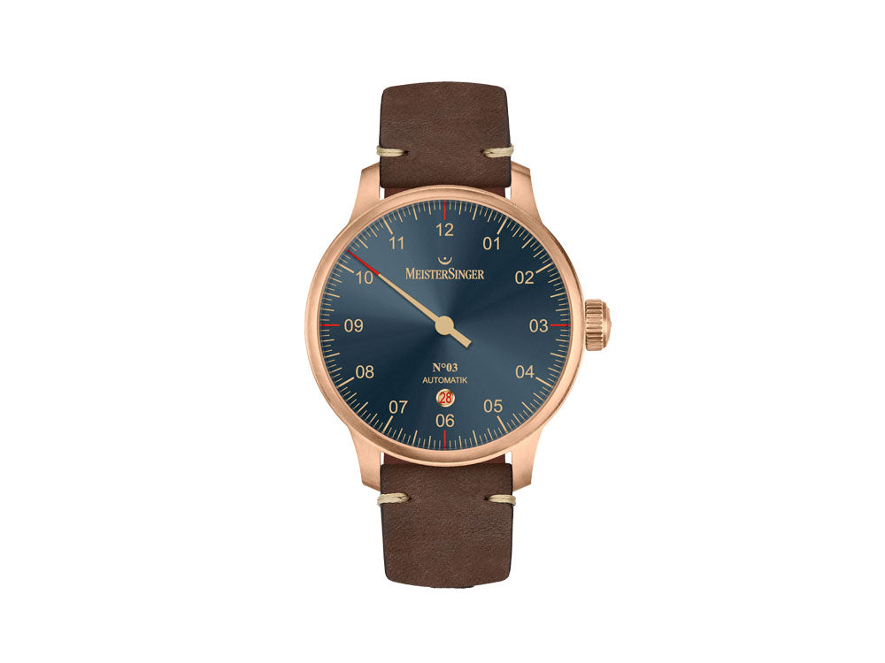 Reloj Automático Meistersinger N3 Bronce, ETA 2824-2, 43 mm, Azul, AM917BR