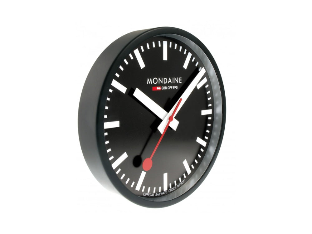 Reloj de Cuarzo Mondaine Clocks, Aluminio, Negro, 25cm, A990.CLOCK.64SBB