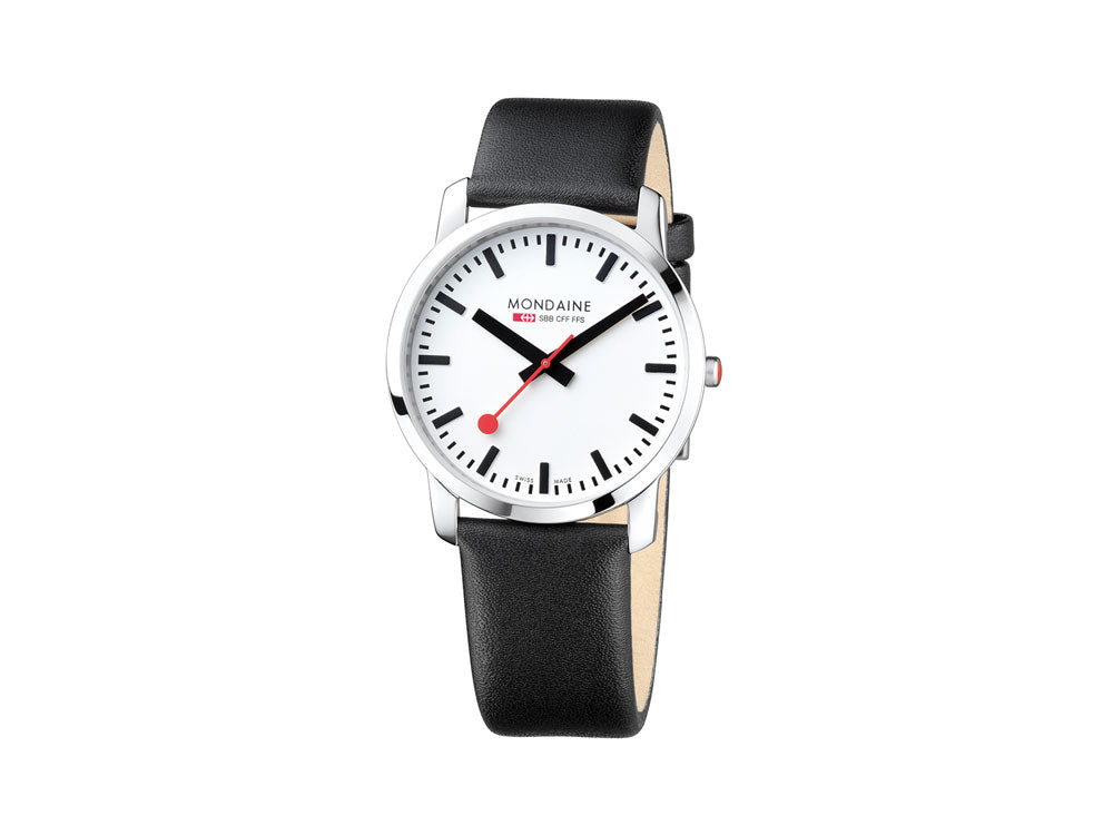 Reloj de cuarzo Mondaine SBB Simply Elegant, Acero inoxidable, Blanco, 41mm