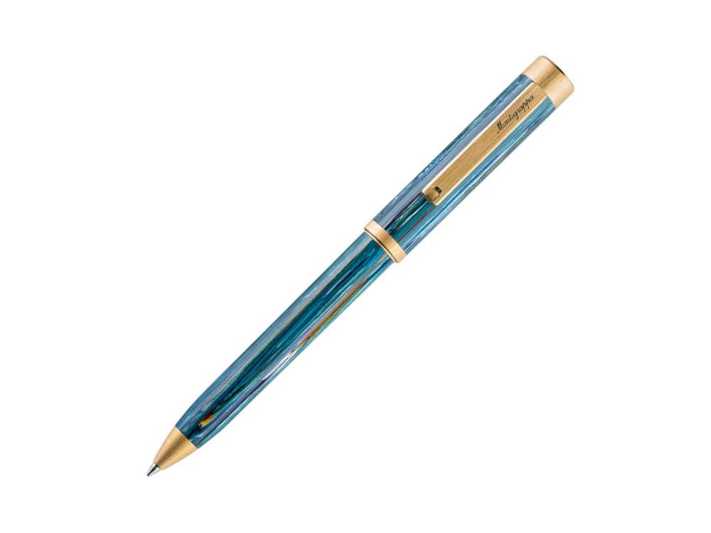 Bolígrafo Montegrappa Zero Zodiac Cancer, Azul, PVD Oro, ISZEZBIY-G9