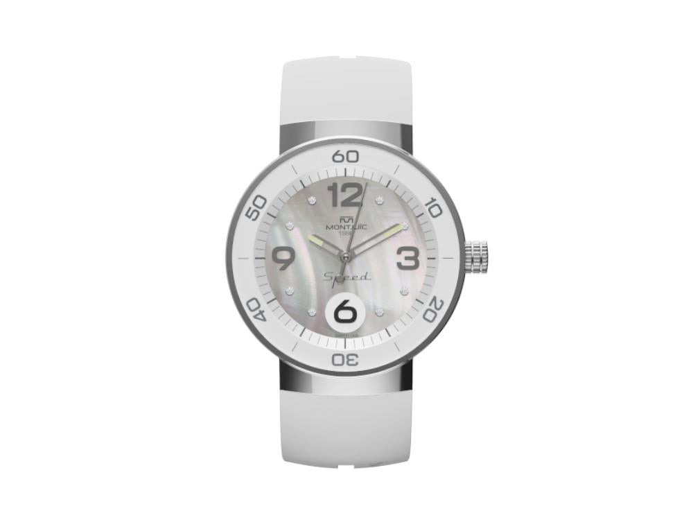 Reloj de Cuarzo Montjuic Speed Elegance Lella Lombardi, Perla, 43 mm, MJ1.1914.P