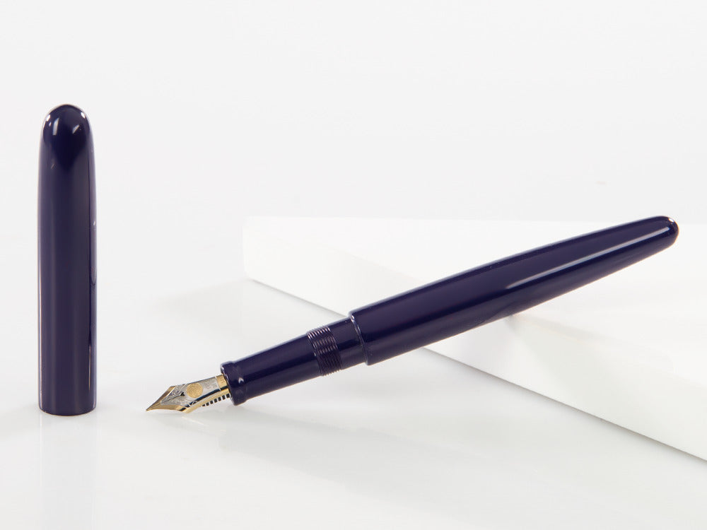 Pluma Estilográfica Nakaya Cigar Long, Shobu, Ebonita, Oro 14K bicolor