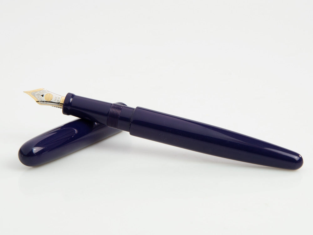 Pluma Estilográfica Nakaya Cigar Long, Shobu, Ebonita, Oro 14K bicolor