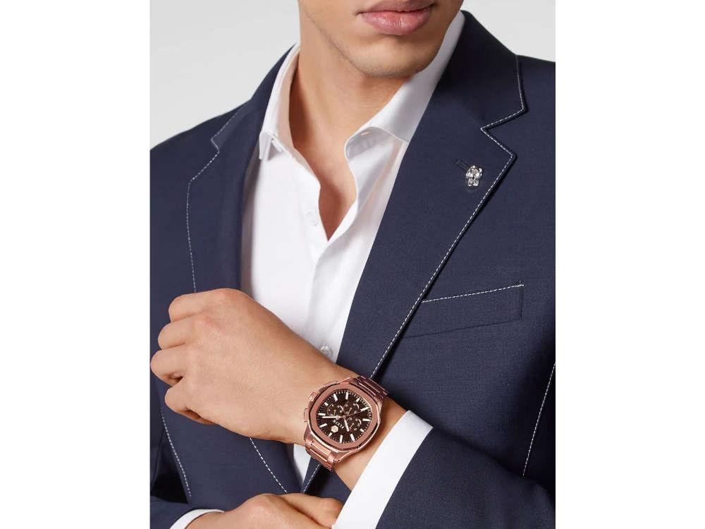 Reloj de Cuarzo Philipp Plein 44 mm, PVD Oro Rosa, Marrón, PWSAA0623