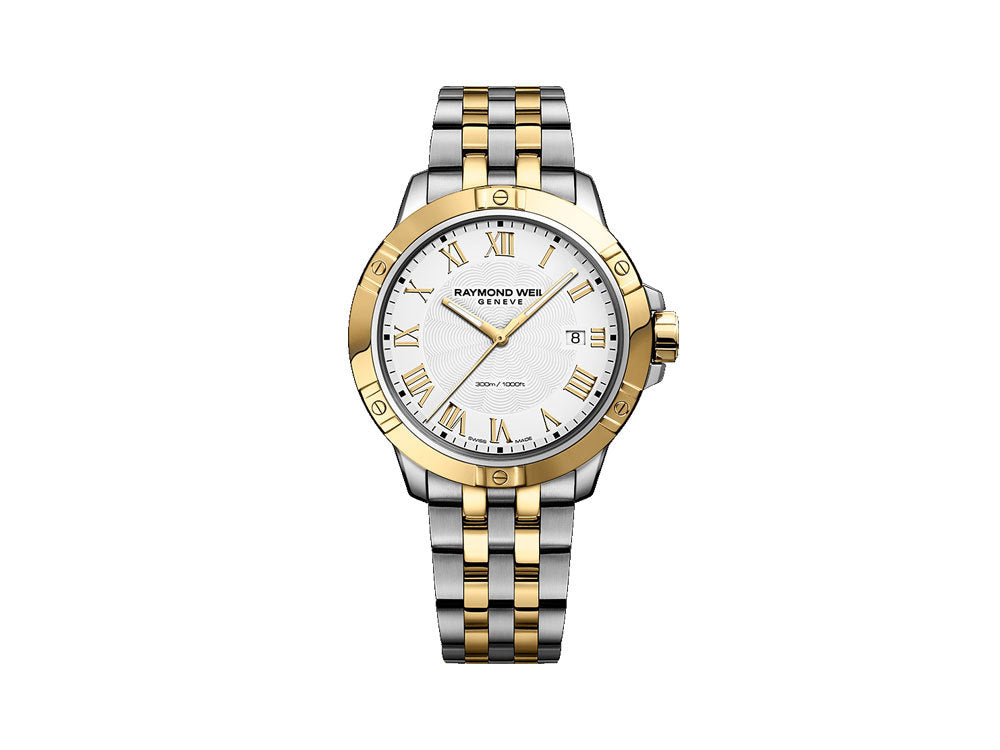 Reloj de Cuarzo Raymond Weil Tango, PVD Oro, Blanco, 41mm, 8160-STP-00308
