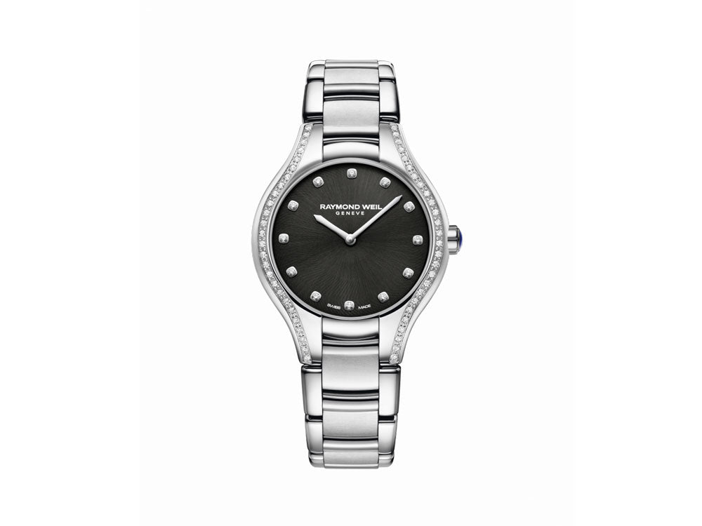 Reloj de Cuarzo Raymond Weil Noemia Ladies, 64 Diamantes, Negro, 5132-STS-20081