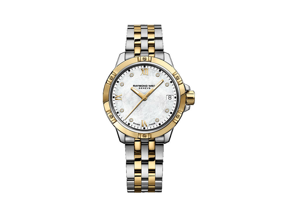 Reloj de Cuarzo Raymond Weil Tango Ladies, PVD Oro, Madre perla, 30mm, Día