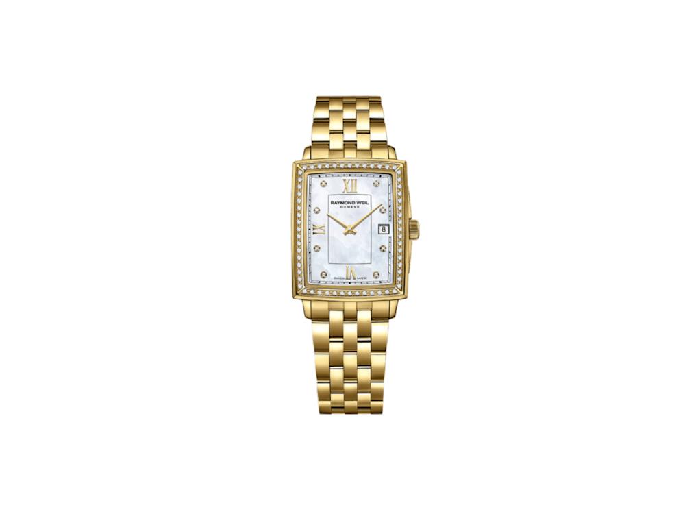 Reloj Cuarzo Raymond Weil Toccata Ladies, PVD Oro, Diamantes, Día, 5925-PS-00995