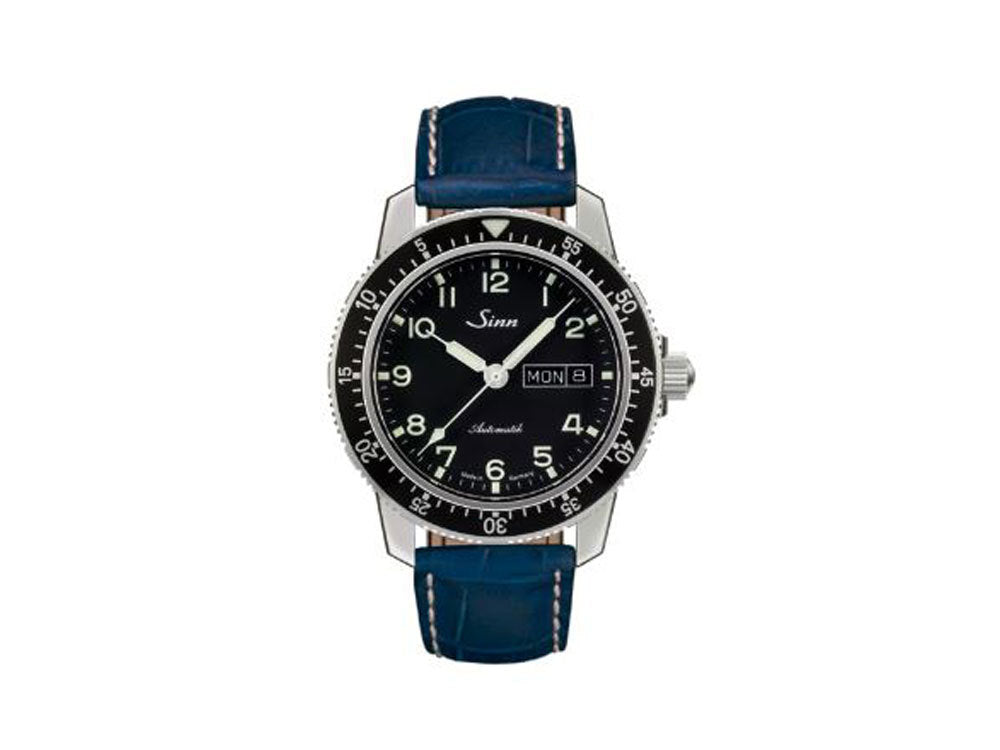 Reloj Automático Sinn 104, SW 220-1, 41 mm, Negro, Correa de piel, 104.011 LB3