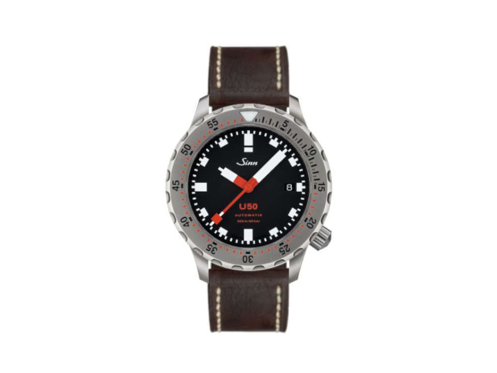 Reloj Automático Sinn U50, 41 mm, 50 atm, Acero submarino, Negro, 1050.010 LB115