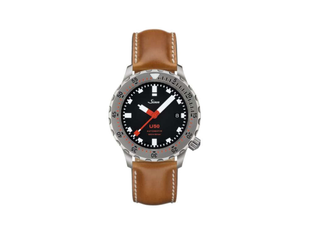 Reloj Automático Sinn U50, 41 mm, 50 atm, Acero submarino, Negro, 1050.010 LB140