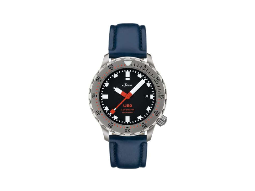 Reloj Automático Sinn U50, 41 mm, 50 atm, Acero submarino, Negro, 1050.010 LB161