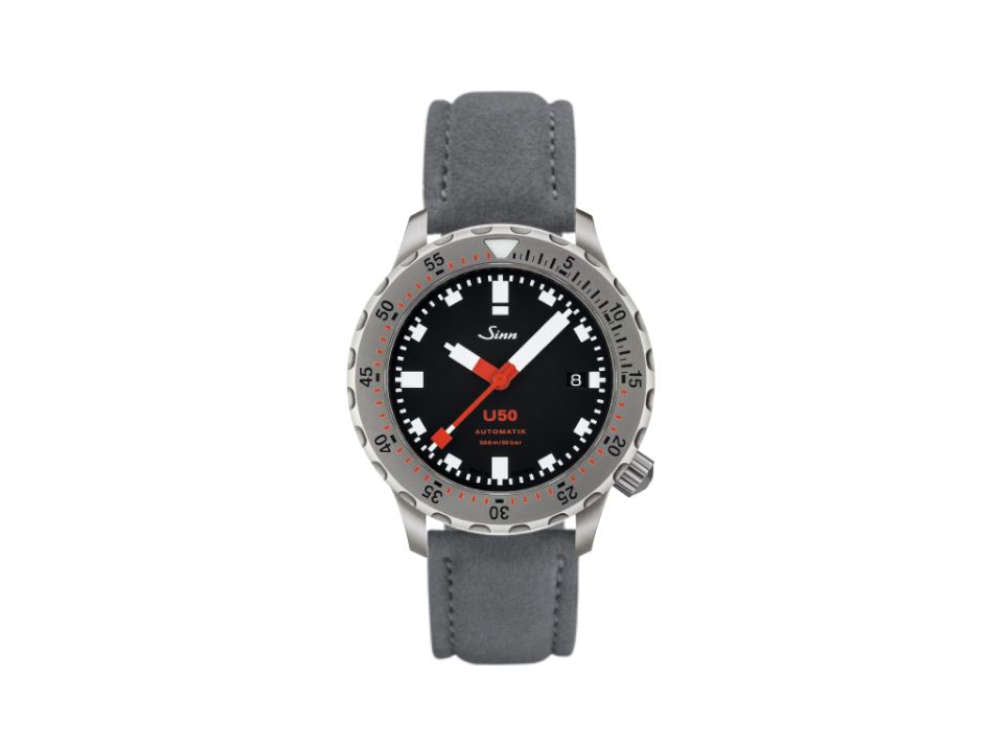 Reloj Automático Sinn U50, 41 mm, 50 atm, Acero submarino, Negro, 1050.010 LB162