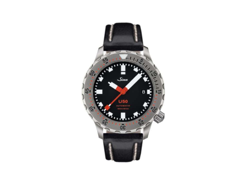 Reloj Automático Sinn U50, 41 mm, 50 atm, Acero submarino, Negro, 1050.010 LB35