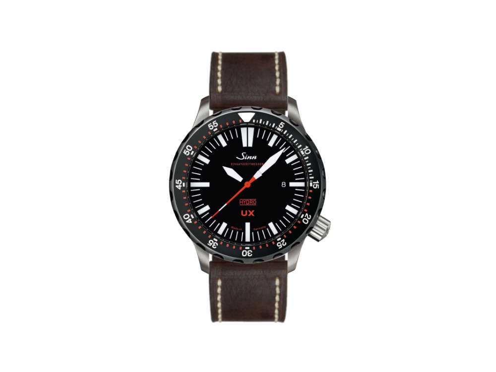 Reloj de Cuarzo Sinn UX SDR, 44mm, 500 atm, Negro, Correa de piel, 403.050 LB127