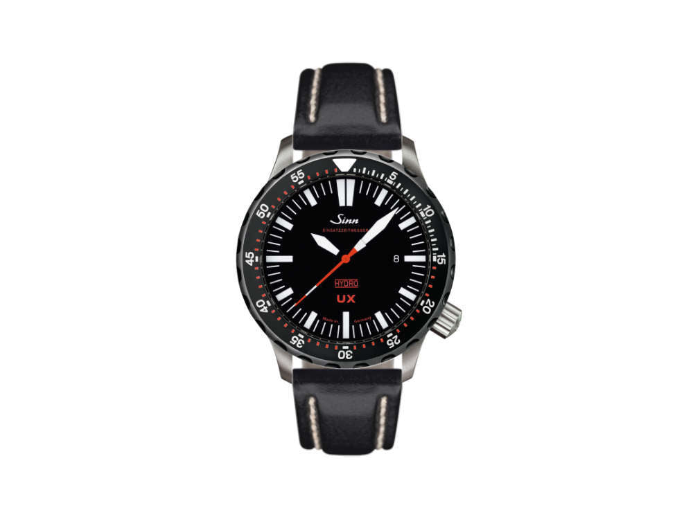 Reloj de Cuarzo Sinn UX SDR, 44mm, 500 atm, Negro, Correa de piel, 403.050 LB36