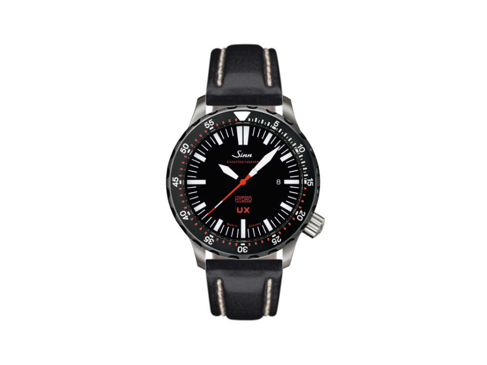 Reloj de Cuarzo Sinn UX SDR, 44mm, 500 atm, Negro, Correa de piel, 403.050 LB36