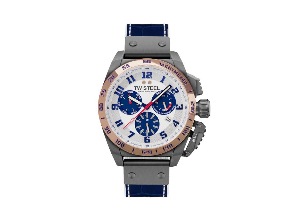 Reloj de Cuarzo TW Steel Fast Lane, Blanco, 46 mm, Piel, Ed. Limitada, TW1018