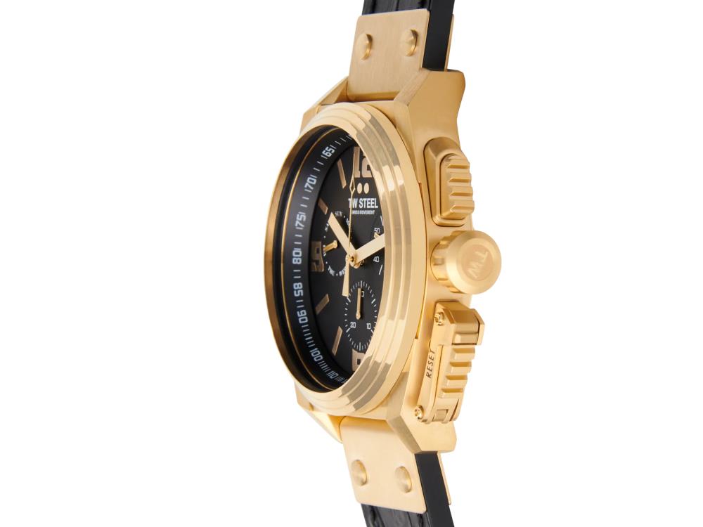 Reloj de Cuarzo TW Steel Swiss Canteen, Negro, 46 mm, Piel, 10 atm, TW1118