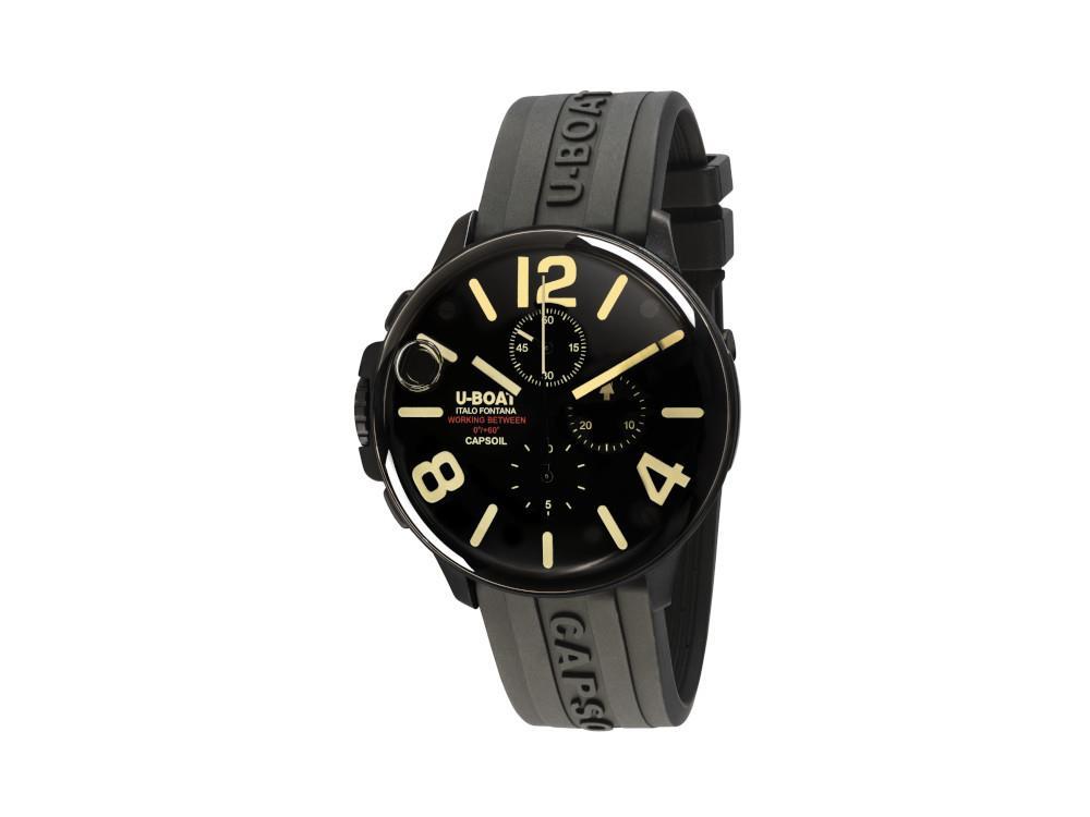 Reloj de Cuarzo U-Boat Capsoil Chrono DLC,  Negro, 45 mm, 8109/C