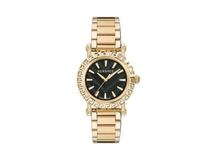 Reloj de Cuarzo Versace Greca Glam, PVD Oro, Negro, 40 mm, VE6D00323