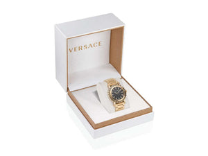 Reloj de Cuarzo Versace Greca Glam, PVD Oro, Negro, 40 mm, VE6D00323