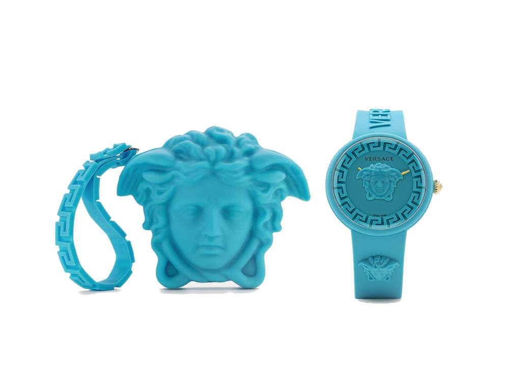 Reloj de Cuarzo Versace Medusa Pop, Silicona, Turquesa, 39 mm, VE6G00423