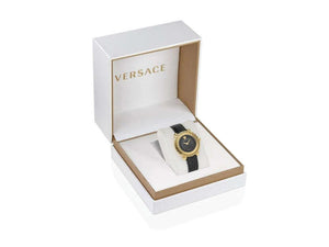 Reloj de Cuarzo Versace Greca Twist, PVD Oro, Negro, 35 mm, VE6I00323