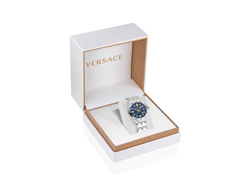 Reloj de Cuarzo Versace Greca Time GMT, Azul, 41mm, Cristal de Zafiro, VE7C00523