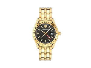 Reloj de Cuarzo Versace Greca Time GMT, PVD Oro, Negro, 41 mm, VE7C00723