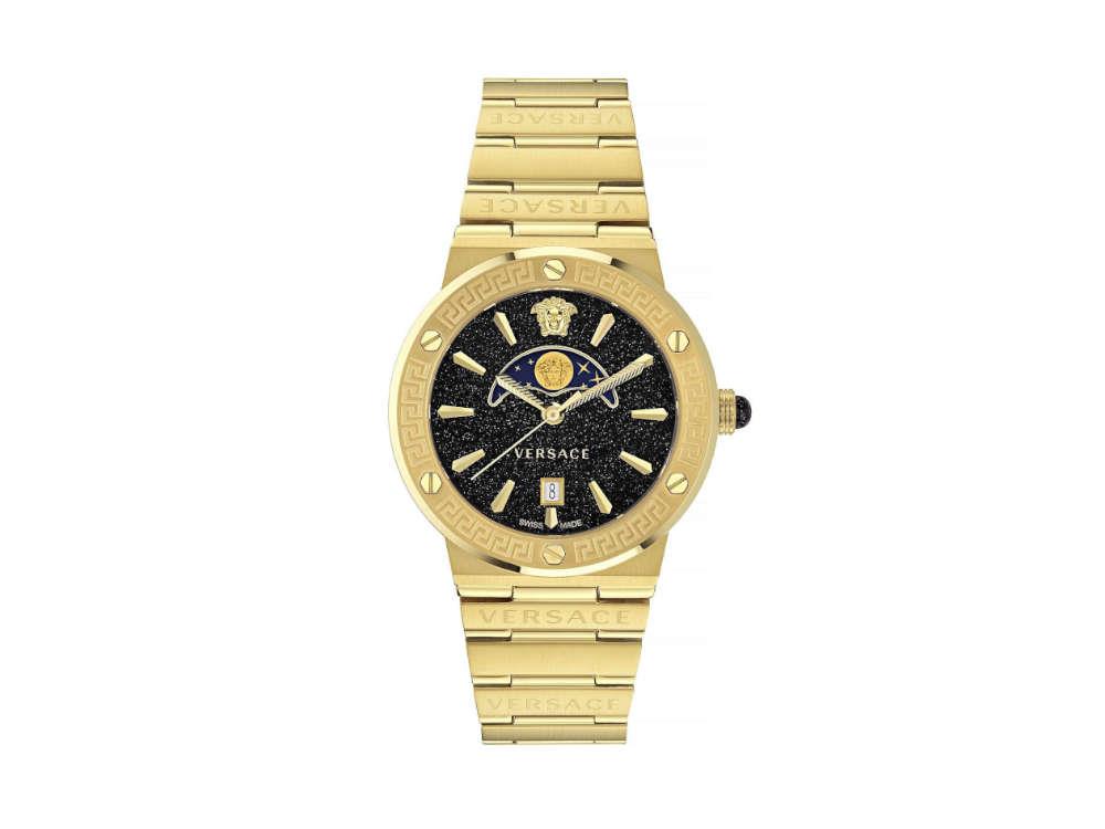 Reloj de Cuarzo Versace Greca Logo Moonphase, PVD Oro, Negro, 38 mm, VE7G00323