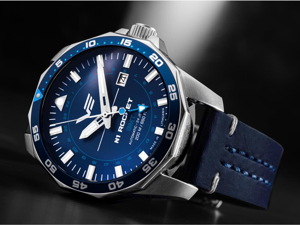 Reloj Automático Vostok Europe Rocket N-1, Azul, GMT, 46 mm, NH34-225A712