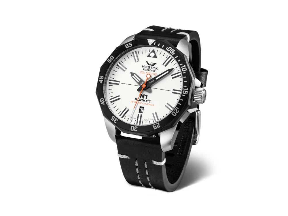 Reloj Automático Vostok Europe Rocket N-1, Blanco, 46 mm, NH35-225E711-L-BK