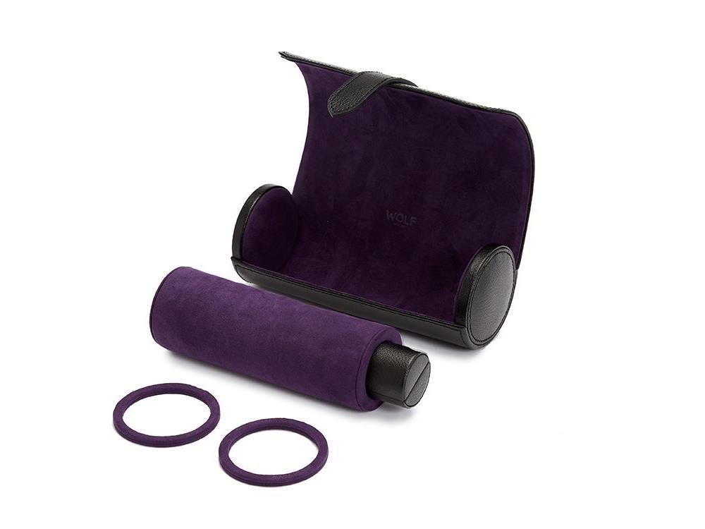 Estuche de relojes WOLF Blake, 3 Relojes, Negro, Piel, 305028