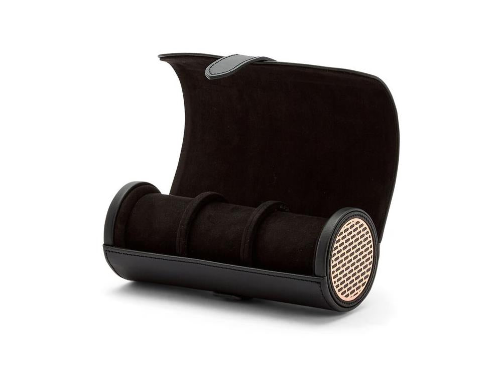 Estuche de relojes WOLF Axis, 3 Relojes, Negro, Piel, 488416