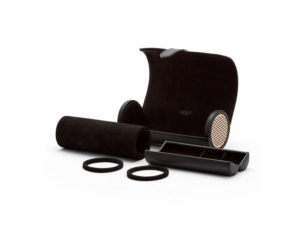 Estuche de relojes WOLF Axis, 3 Relojes, Negro, Piel, 488416