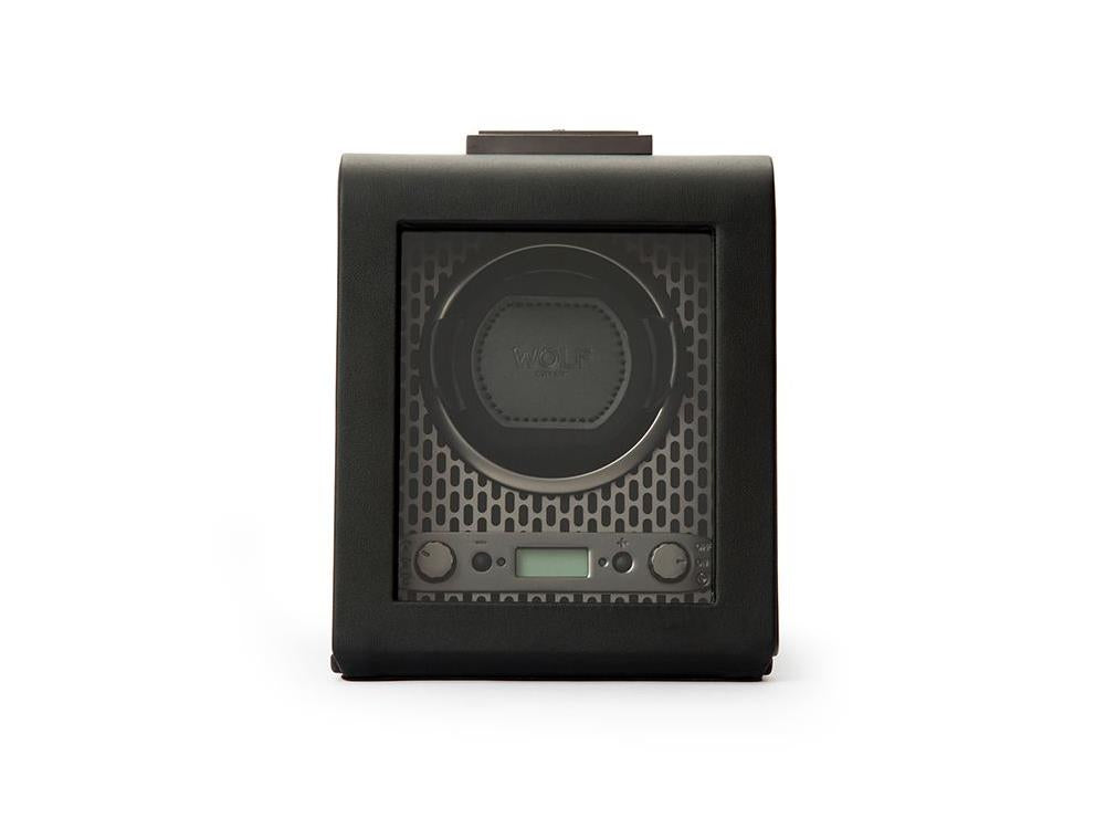 Rotor de relojes WOLF Axis, 1 Reloj, Negro, Piel Vegana, 469103