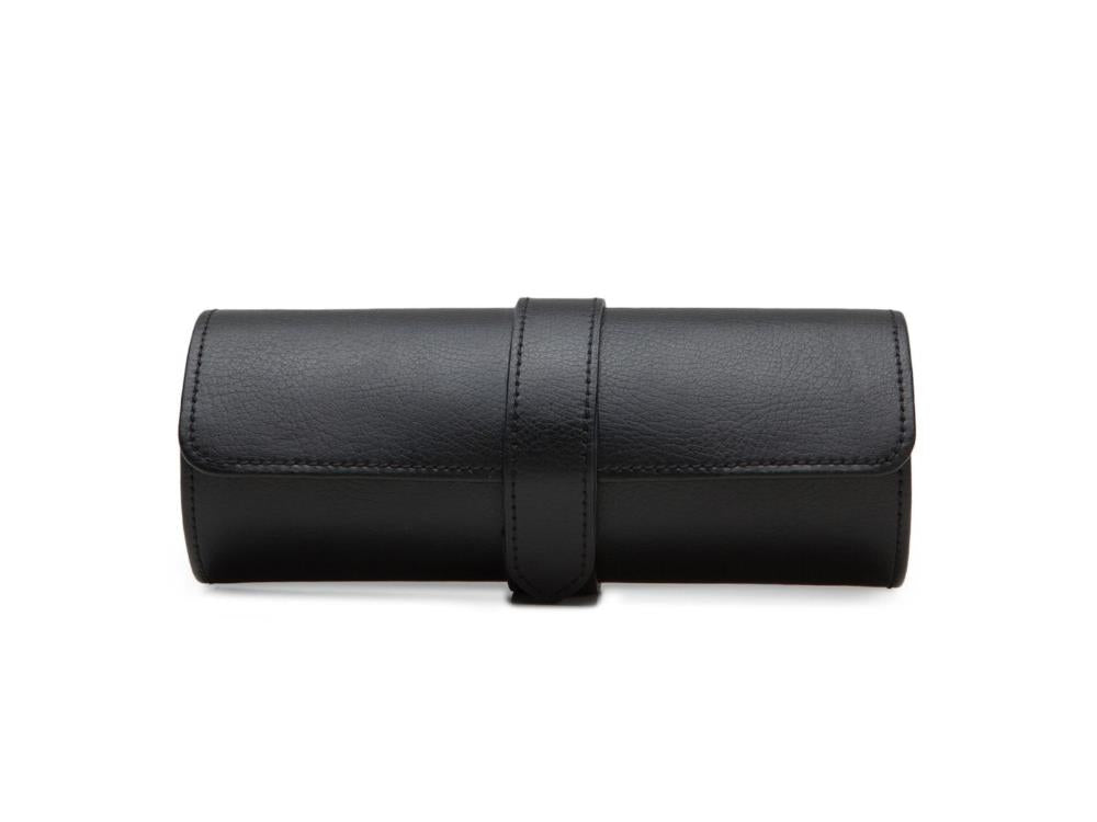 Estuche de relojes WOLF Blake, 3 Relojes, Negro, Piel, 305028