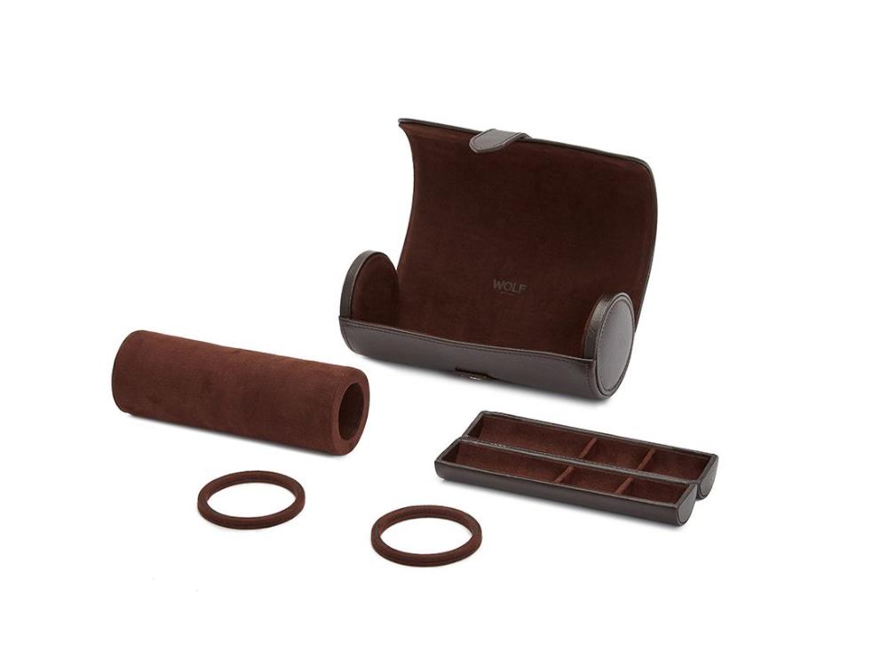 Estuche de relojes WOLF Blake, 3 Relojes, Marrón, Piel, 305006