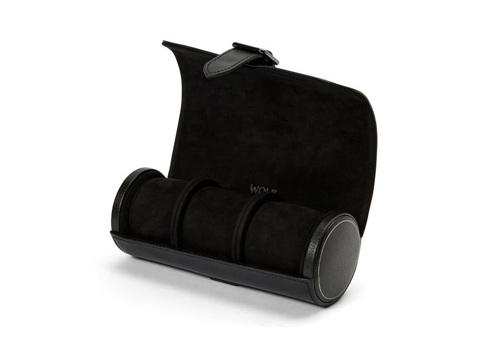 Estuche de relojes WOLF British Racing, 3 Relojes, Negro, Piel, 792902