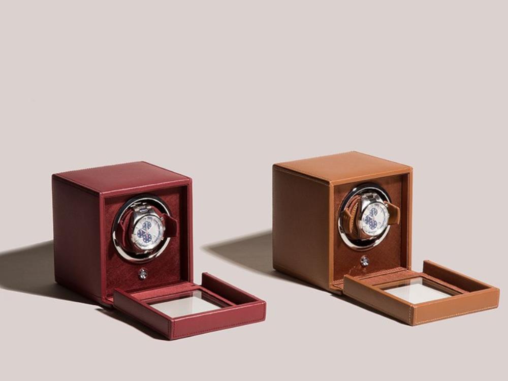 Rotor de relojes WOLF Cub, 1 Reloj, Rojo, Piel Vegana, 461126