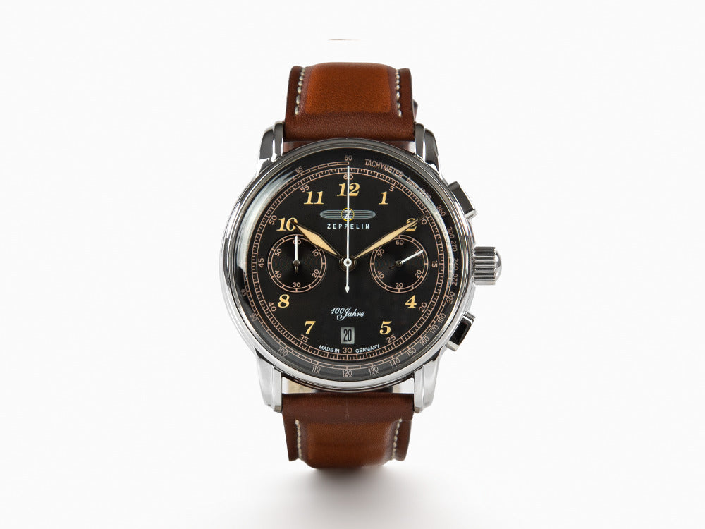 Reloj de Cuarzo Zeppelin 100 Jahre Zeppelin Ed.2, Negro, 42mm, Crono, 7674-3