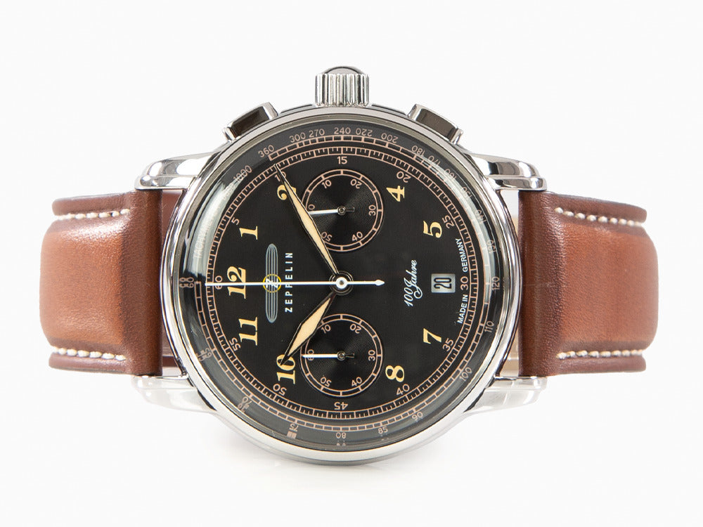 Reloj de Cuarzo Zeppelin 100 Jahre Zeppelin Ed.2, Negro, 42mm, Crono, 7674-3