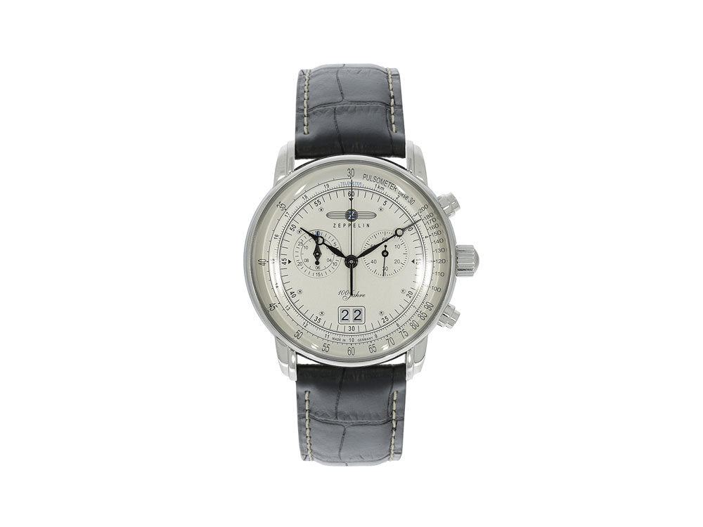 Reloj de Cuarzo Zeppelin 100 Years Zeppelin Ed. 1, Blanco, 42 mm, Día, 7690-1