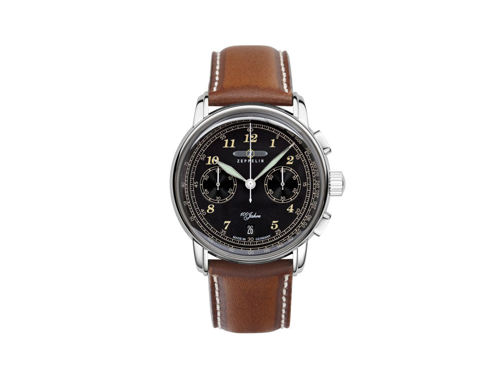 Reloj de Cuarzo Zeppelin 100 Jahre Zeppelin Ed.2, Negro, 42mm, Crono, 7674-3