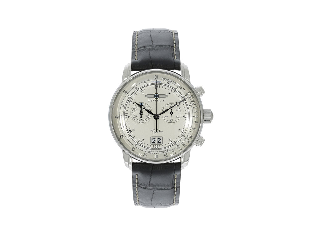 Reloj de Cuarzo Zeppelin 100 Years Zeppelin Ed. 1, Blanco, 42 mm, Día, 7690-1